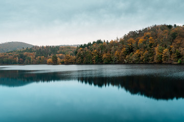 autumn landscape with lake and trees