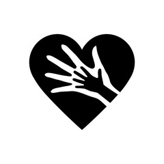 Hand of Mother and Child in the Heart Icon. Conceptual Icon Life Insurance and Property. Detailed Hand of Mother and Child in Heart Icon Can be Used for Web or Mobile App on White Background