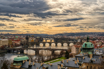 Fototapeta na wymiar Beautiful view of bridges over Vltava river in Prague