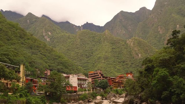 Aguas Calientes (Machu Picchu City) in the Andes in Peru with rain forest