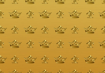 Vintage ornament. Decorative background. Metallic golden crown pattern.