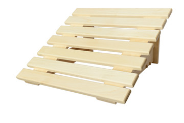 light wood headrest for sauna on a white background