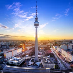 Foto op Canvas panoramic view at central berlin while sunset © frank peters