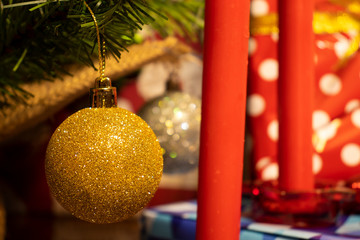 christmas tree with gifts and decorations