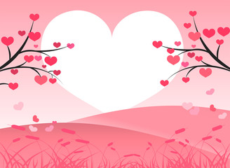 vecter of lovely and valentine's day, background with heart tree, copy space for note and texture