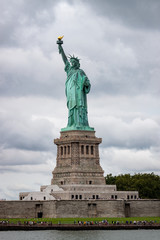 Fototapeta na wymiar View of Full Statue of Liberty and Base in New York