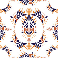 Square scarf ethnic ornate print silk.  Shawl ornament carpet