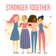 Group of happy women standing together vector isolated