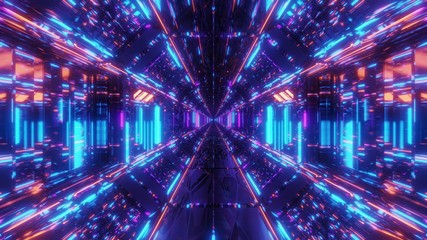 high reflective glowing scifi tunnel corridor with futuristic lights and reflections 3d illustration background wallpaper