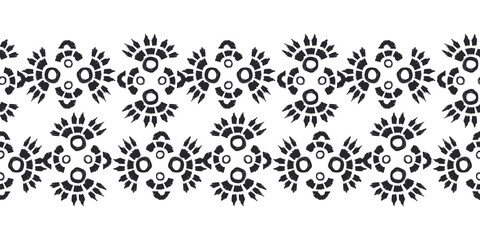 Ikat pattern etnic indian ornamental black and white illustration. Navajo motif texture ornate  design for surface print. Black and white background.