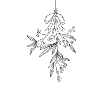 Vector Hand drawn christmas mistletoe outline illustration