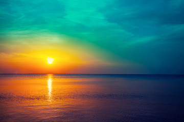 Magical sunrise over sea