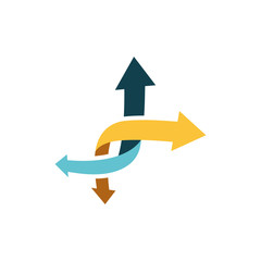 Double Point arrow crossed each other, Interchange Symbol Vector template