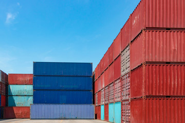Fototapeta premium Containers on the wharf. International shipping logistics.