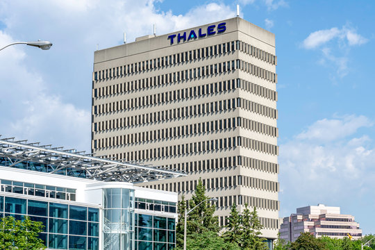 Toronto, Canada - July 13, 2019: Thales Canada office in Toronto, Canada.   Thales Canada Transportation Solutions is a global provider of communications-based train control technology. 