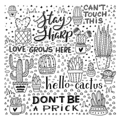 Vector Lettering and Cactus collection design art