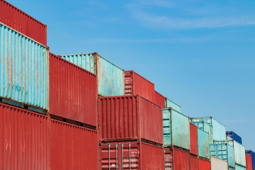Fototapeta premium Containers on the wharf. International shipping logistics.