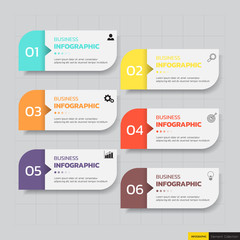 Infographics design template, Business concept with 6 steps or options, can be used for workflow layout, diagram, annual report, web design.Creative banner,label vector