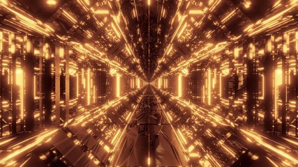 Fototapeta na wymiar high reflective glowing scifi tunnel corridor with futuristic lights and reflections 3d illustration background wallpaper