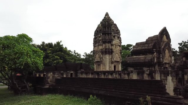 Aerial View of Ruins of Buddhist Temple in Ancient Siam Open Air Museum near Bankgkok Thailand