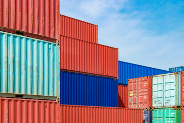 Containers on the wharf. International shipping logistics.