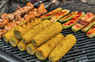 Fresh tasty grilled corn closeup
