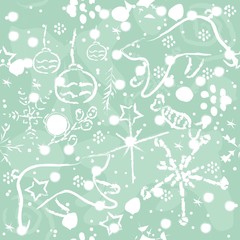 Cute Winter Pattern with bears and ornaments. Vector Illustration.