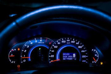 Closeup dashboard of mileage car
