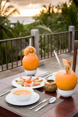 Table set for two at the terrace