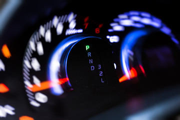 Closeup dashboard of mileage car