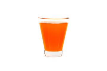 Orange cocktail in a glass for martini with ice isolated on a white background. Orange cocktail with martini on a white background.