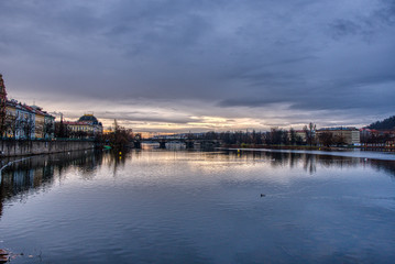 Obraz premium Beautiful view of Vltava with Charles Bridge, Prague
