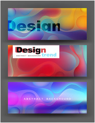 Bright banners with colorful absrtact fluid elements. Vector illustration