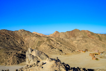 View on bedouin village in Arabian desert not far from the Hurghada city, Egypt