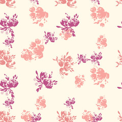 Fototapeta na wymiar Flower scribble pattern. Romantic artistic textile vector print surface design background