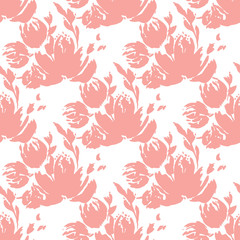 Fototapeta na wymiar Flower scribble pattern. Romantic artistic textile vector print surface design background