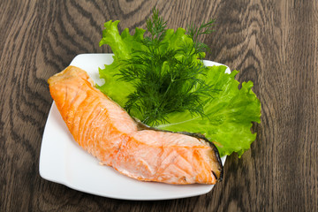 Steamed salmon