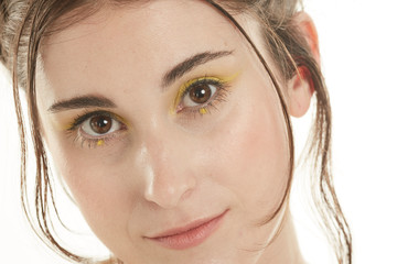 Fototapeta premium Beautiful Woman with Clean Fresh Skin close up . Skin care face.
