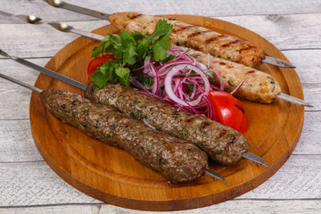 Beef and chicken kebab
