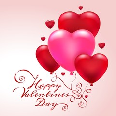 3d heart balloons Valentine card