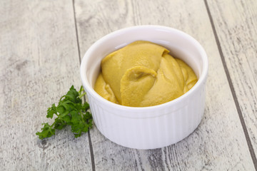 Mustard sauce in the bowl