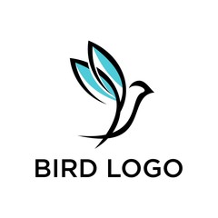 bird leaf logo vector icon template download line art outline