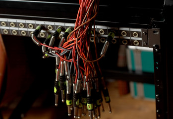 patch bay and audio cables