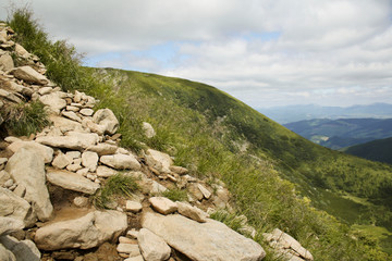 stones, mountains, clouds in the Carpathians, Ukraine