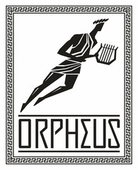 Flying figure silhouette of Orpheus. Greek mythology. Vector hand drawing