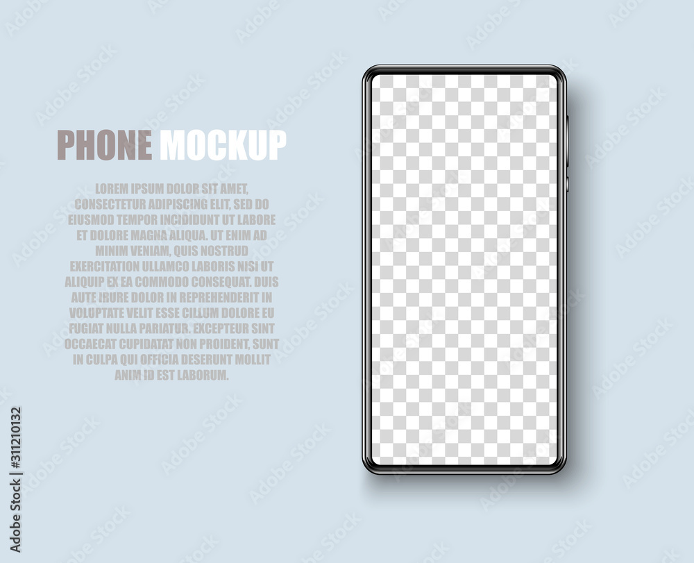 Poster phone mockup with blank screen. front view realistic on gray background. template for infographics o