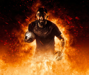 Rugby player in fire