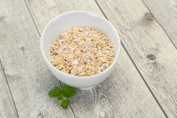 Raw oats in the bowl