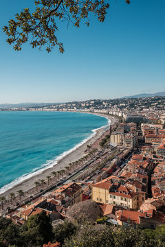 View of Nice and sea along the Promenade des Anglais