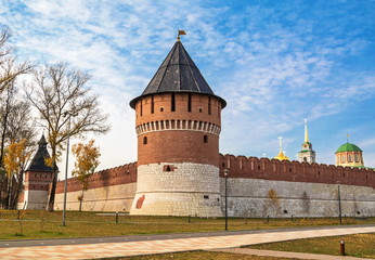 Ancient towers and walls of  Kremlin in Tula